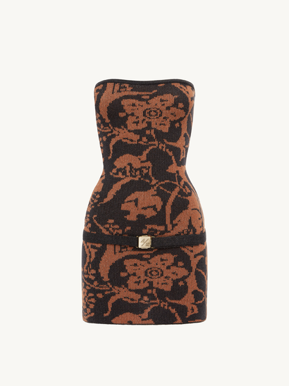 Gisele Mini Dress - Burnt Orange/Black