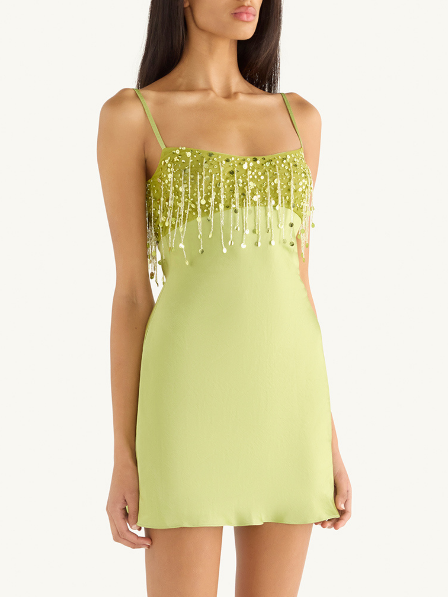 yasmin hand beaded mini dress - chartreuse Yasmin Hand Beaded Mini Skirt