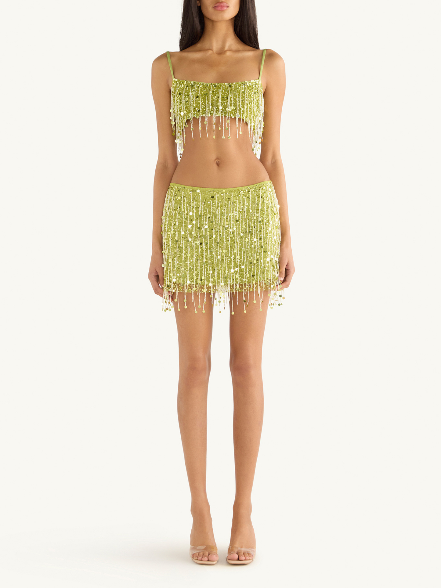 Yasmin Hand Beaded Bralette - Chartreuse