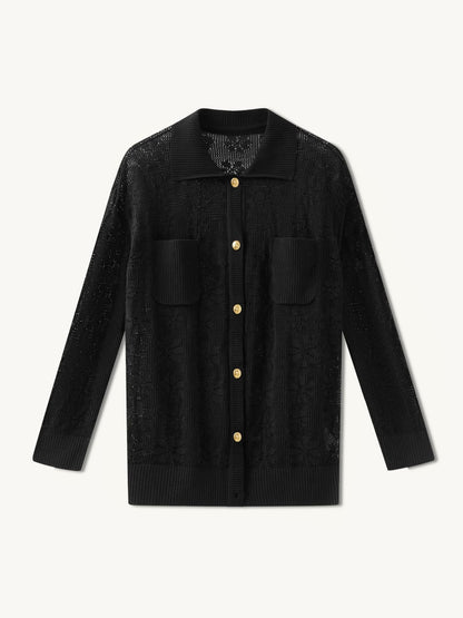Delilah Crochet Shirt - Black