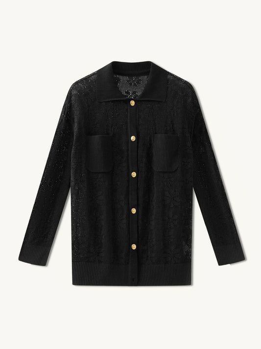Delilah Crochet Shirt - Black