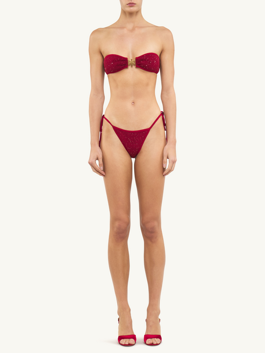 Mia Knitted Bikini Bottom - Wine
