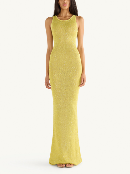 Natalia Dress - Chartreuse Sequin