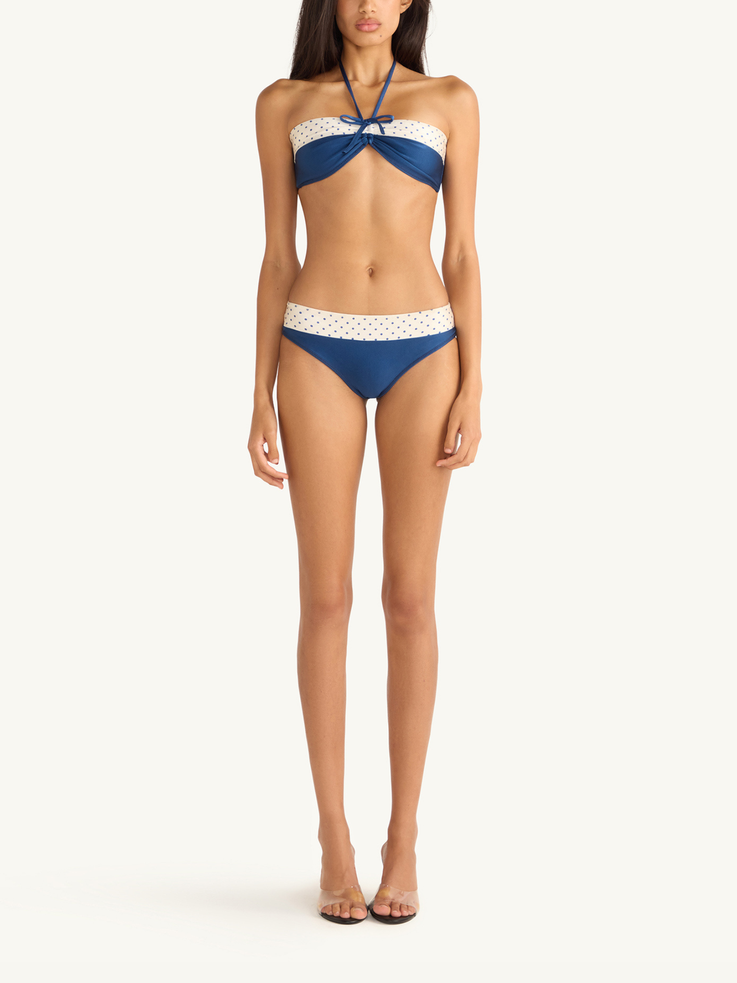 Lola Bikini Top - Navy Polka