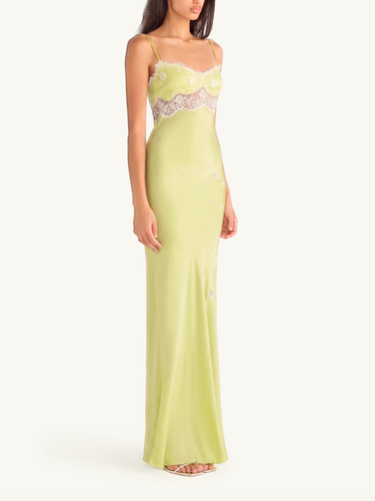 Arlette Hand Beaded Dress - Pistachio