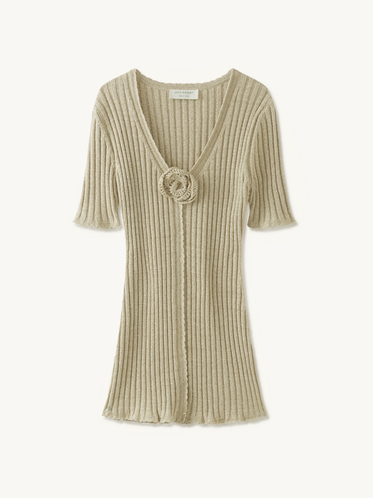 Sabina Halfsleeve Mini Dress - Golden Olive Shimmer