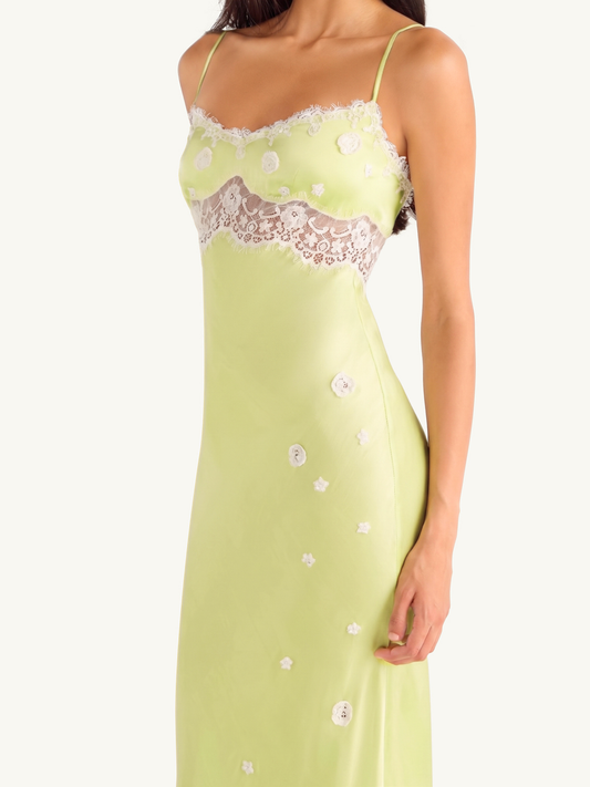 Arlette Hand Beaded Dress - Pistachio