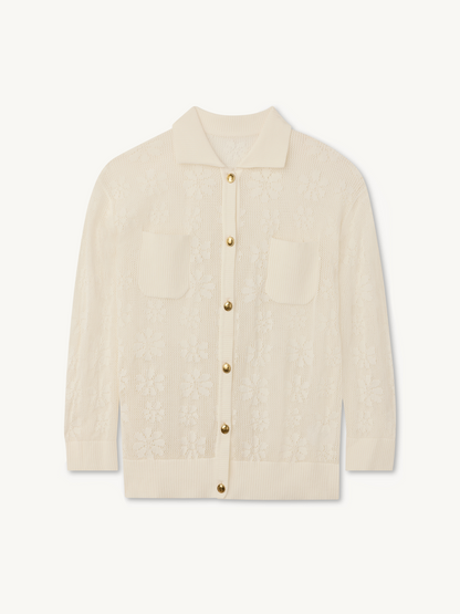 Delilah Crochet Shirt - Salt