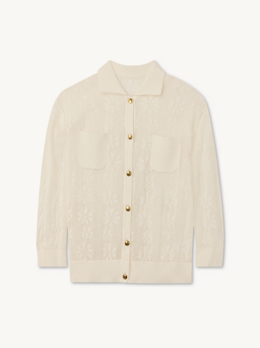 Delilah Crochet Shirt - Salt