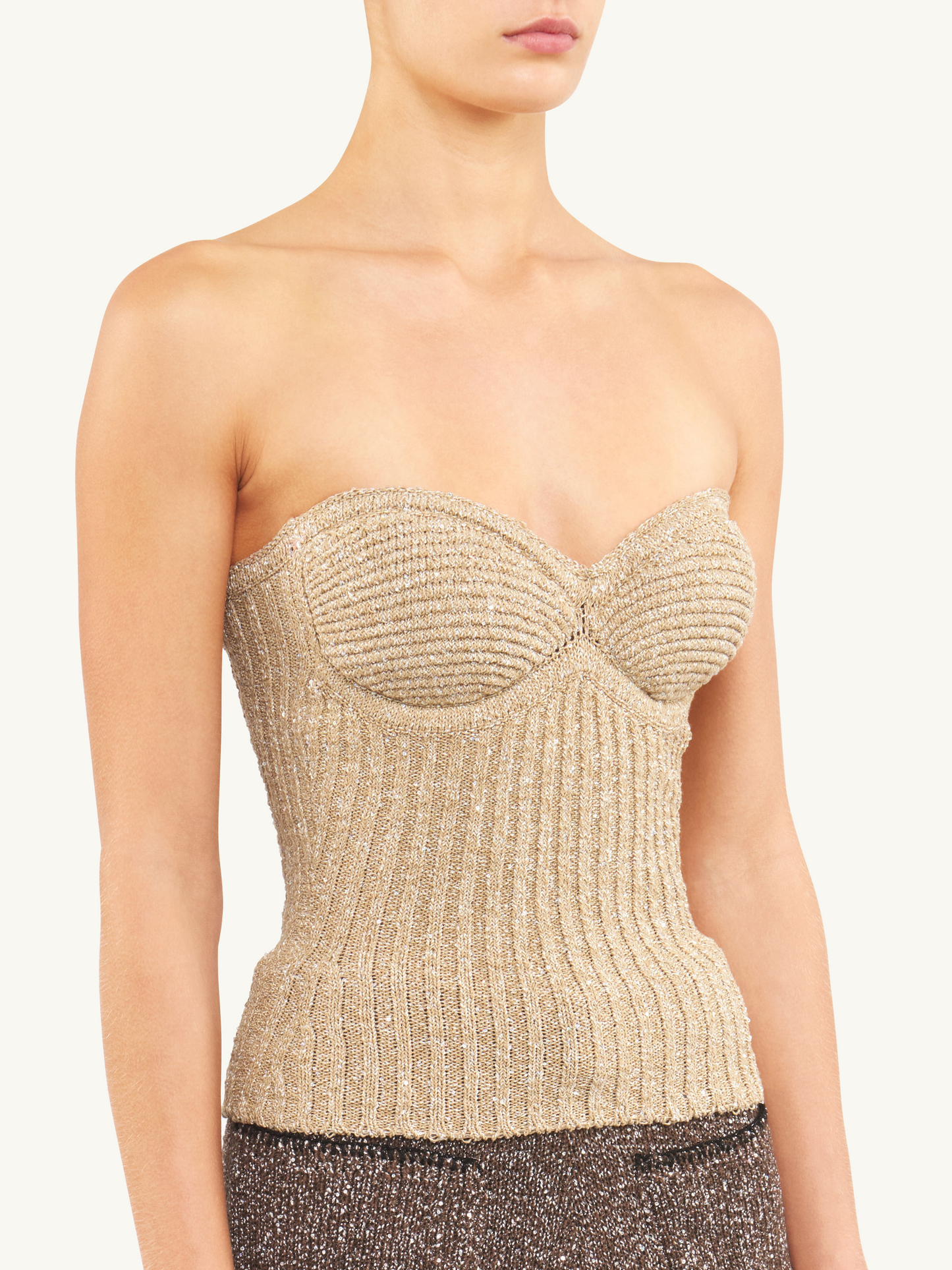 Colette Knitted Corset - Biscuit Sequin