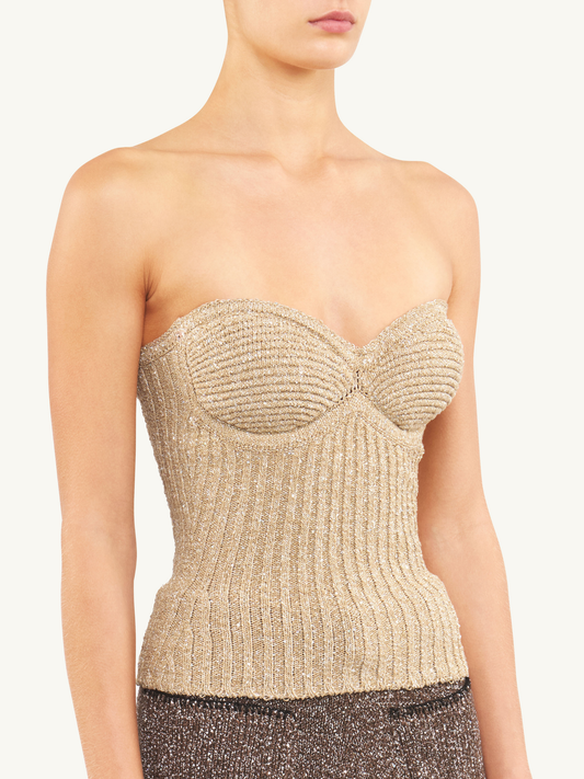Colette Knitted Corset - Biscuit Sequin