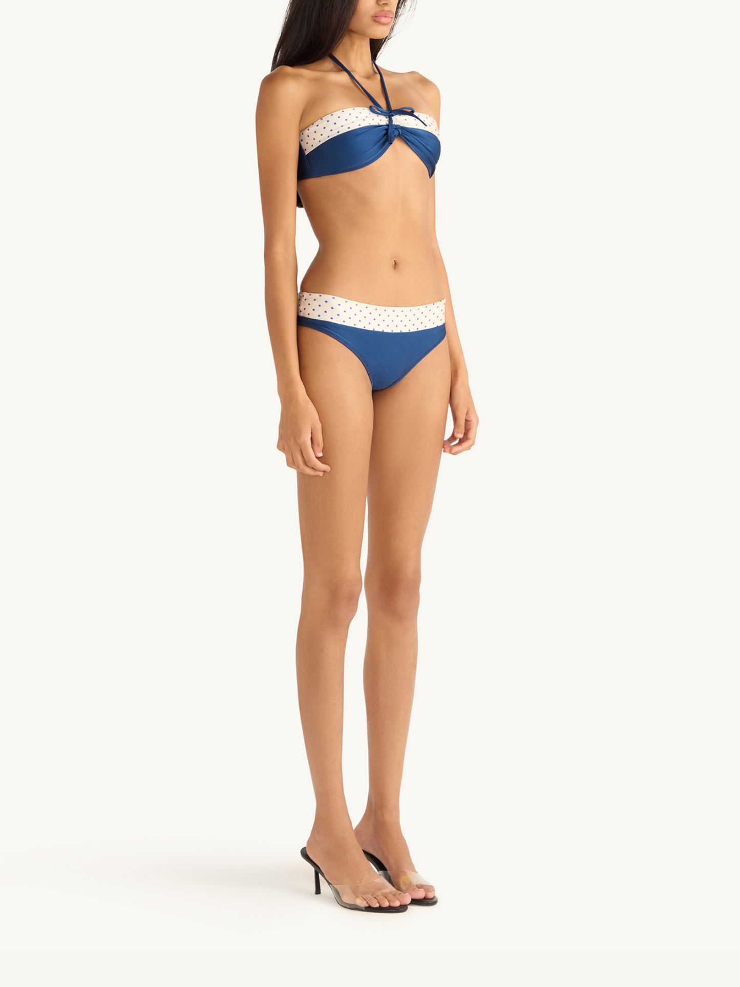 Lola Bikini Top - Navy Polka