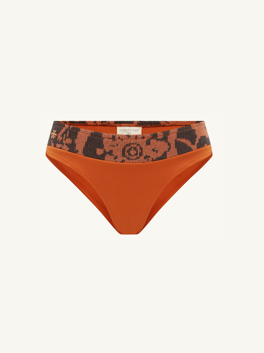 Lola Knitted Bikini Bottom - Burnt Orange/Black