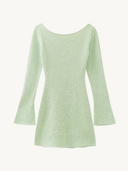 Maya Longsleeve Mini Dress - Sage Sequin