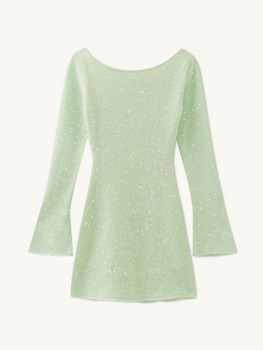 Maya Longsleeve Mini Dress - Sage Sequin