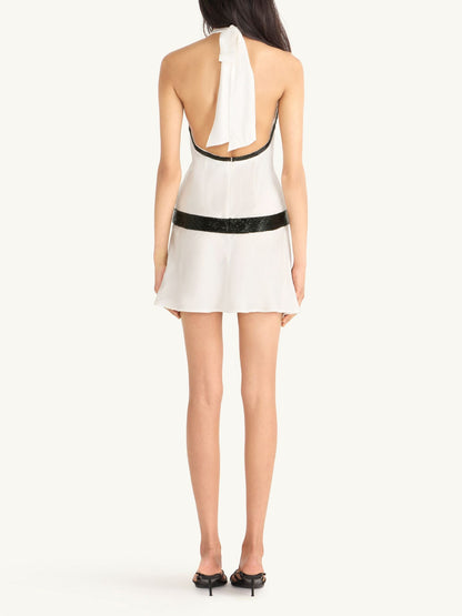 Celine Hand Beaded Mini Dress - Salt/Black
