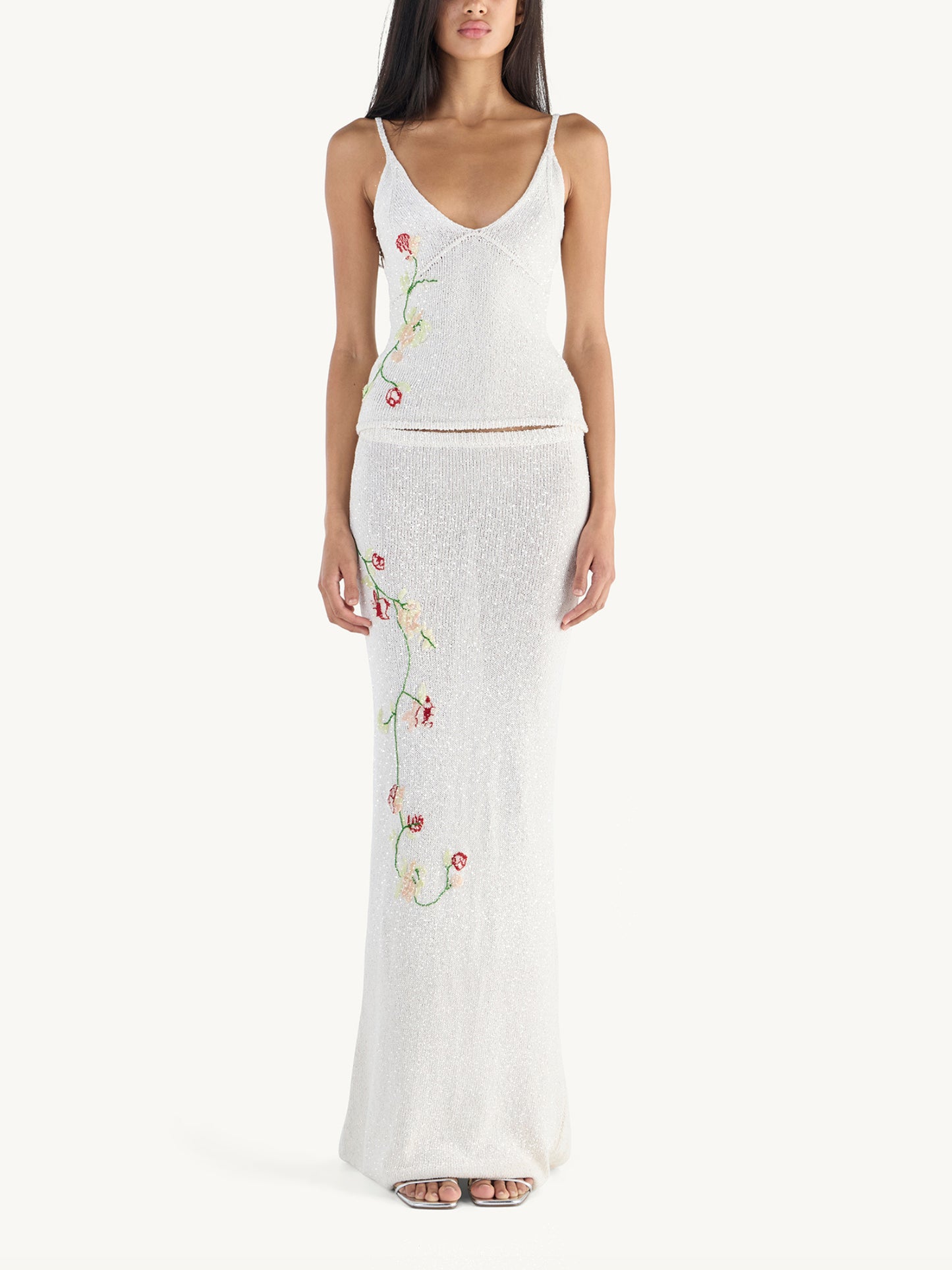Carolina Embroidered Skirt - Star White Sequin