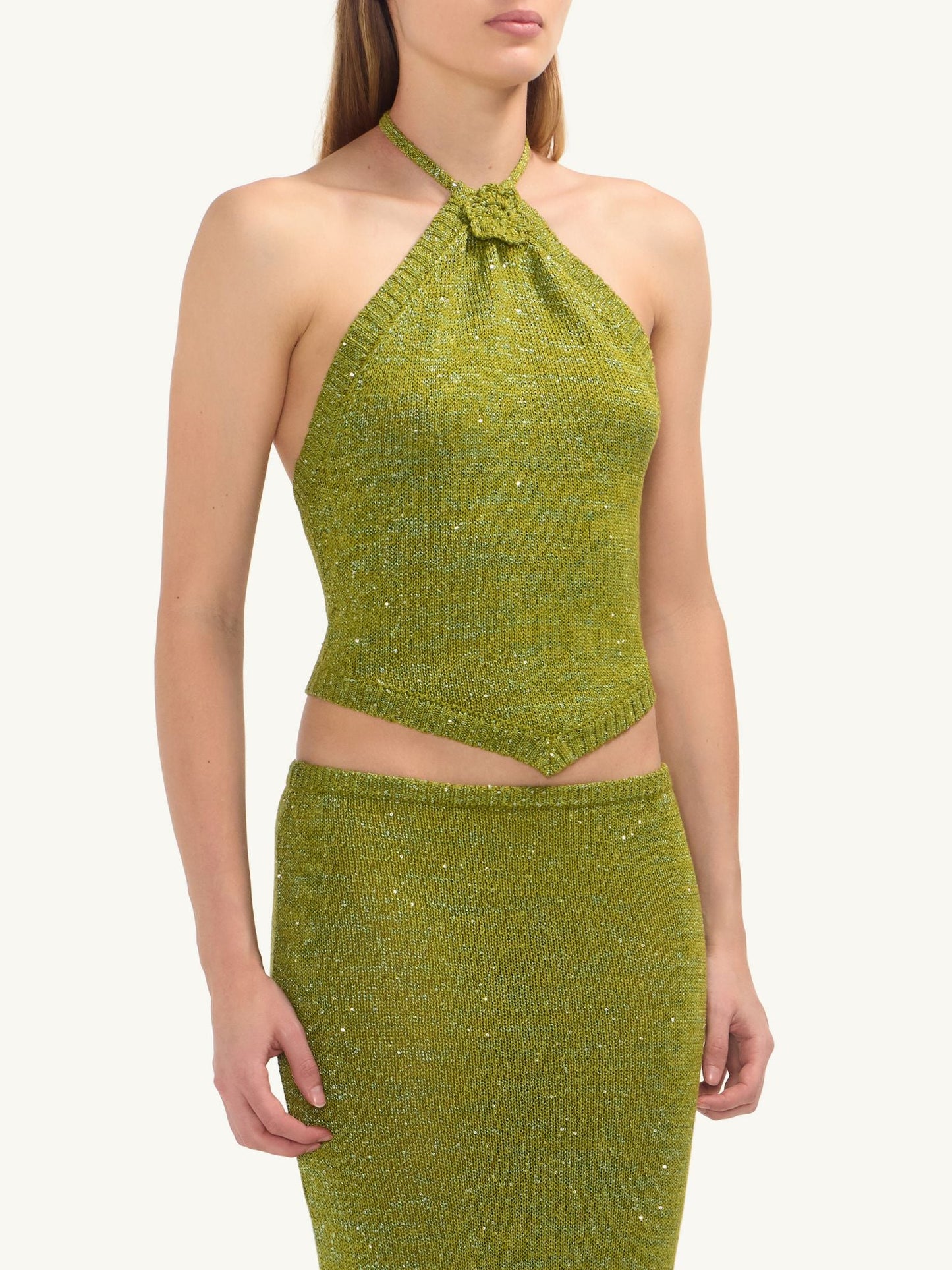 Teresa Scarf Top - Olive Oil Sequin