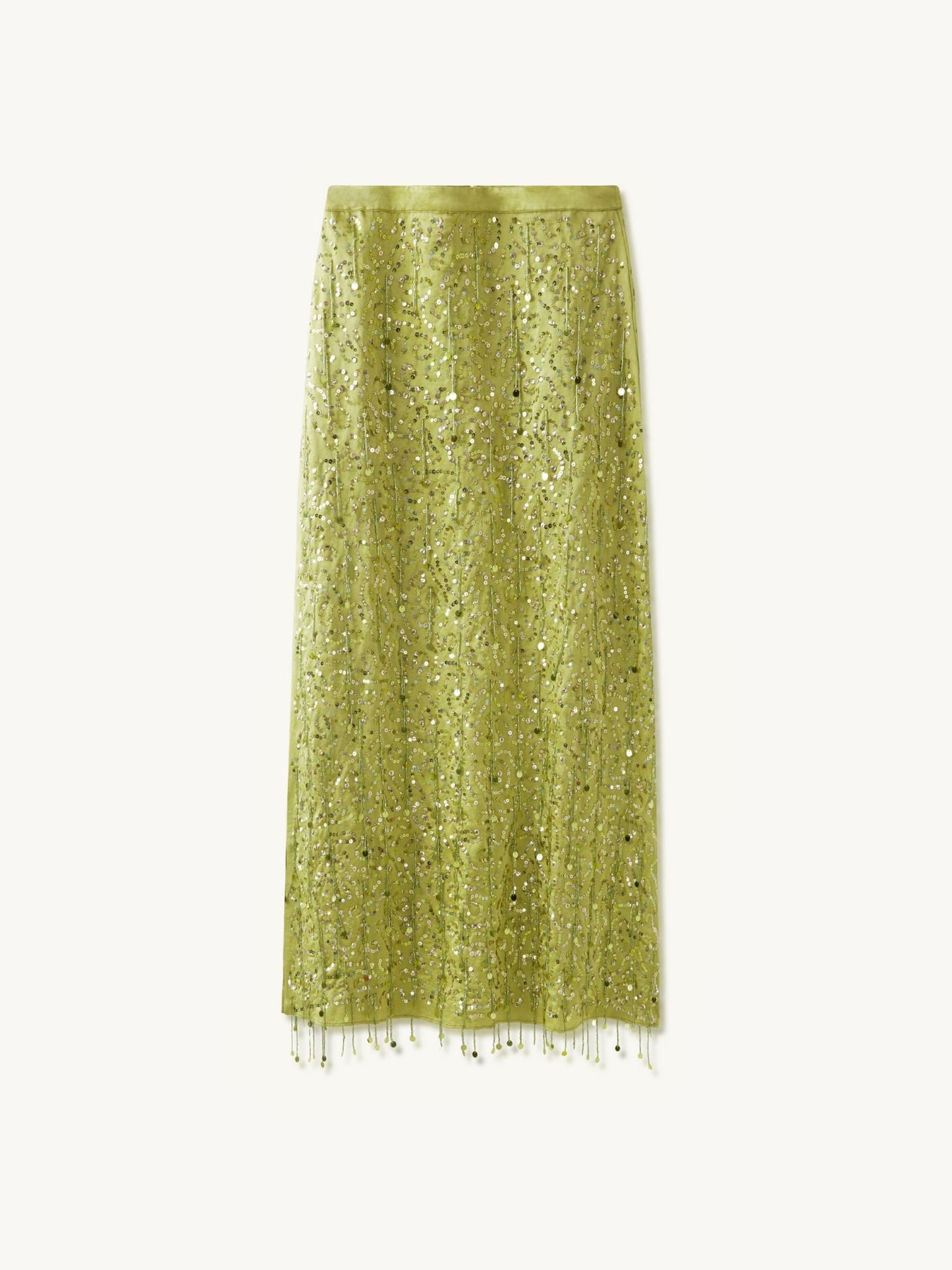 Yasmin Hand Beaded Maxi Skirt - Olive Oil