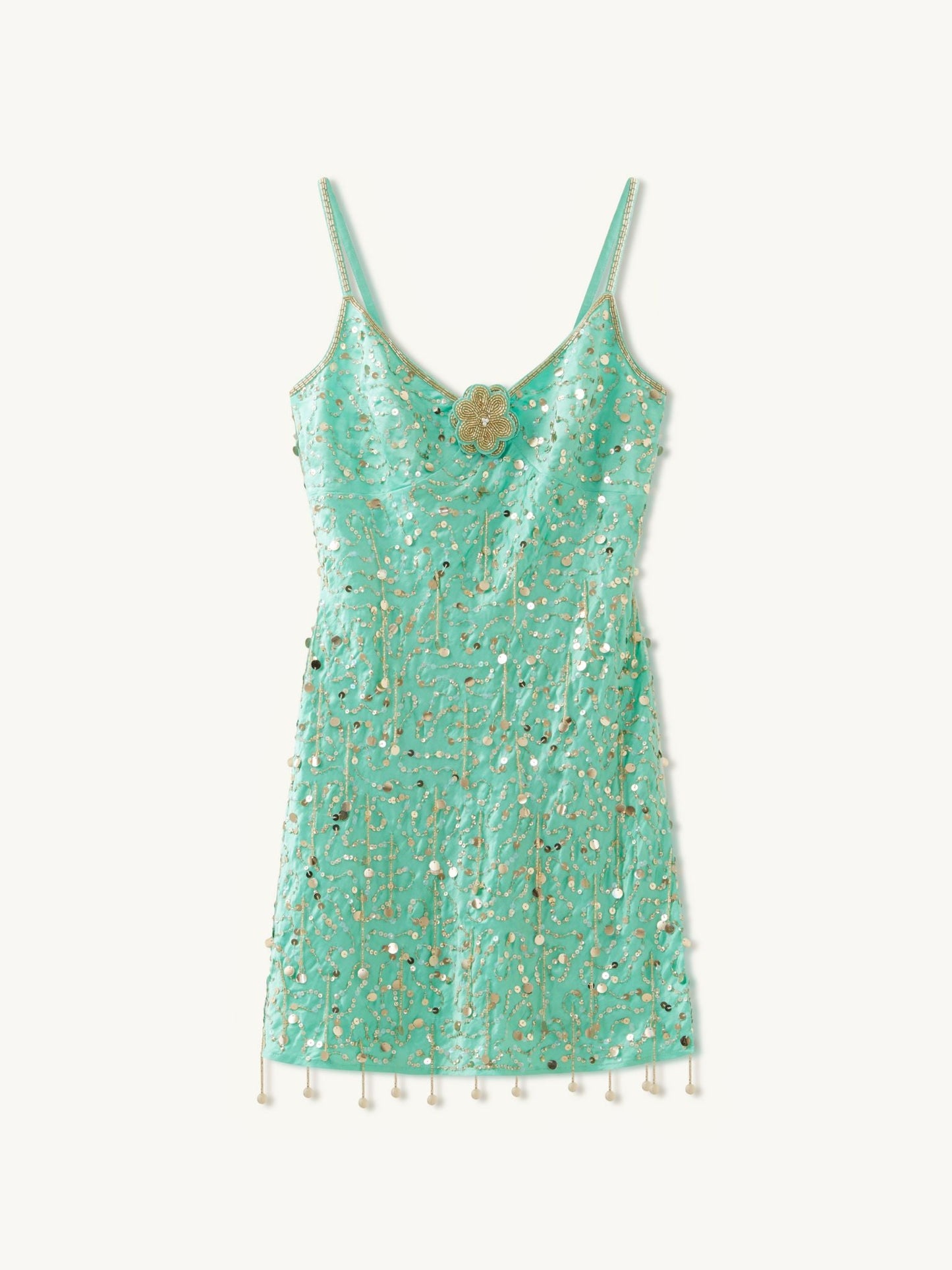 Marta Hand Beaded Mini Dress - Swimming Pool Blue