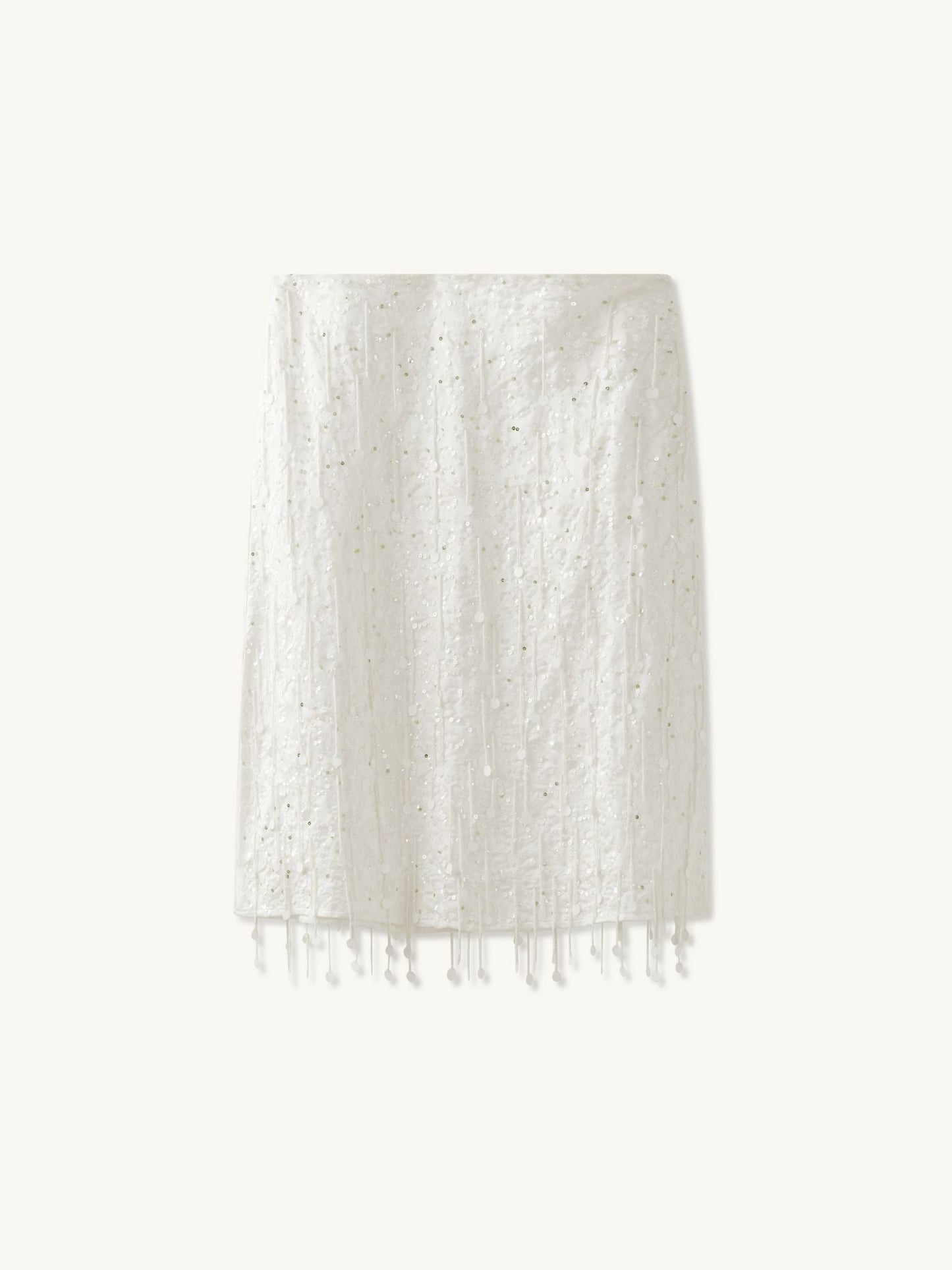 Fidan Hand Beaded Midi Skirt - Salt