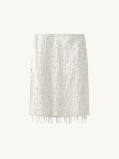 Fidan Hand Beaded Midi Skirt - Salt