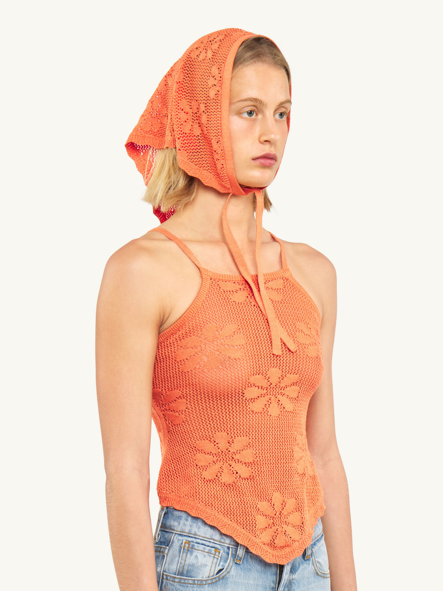 Bruna Crochet Bandana - Tangerine