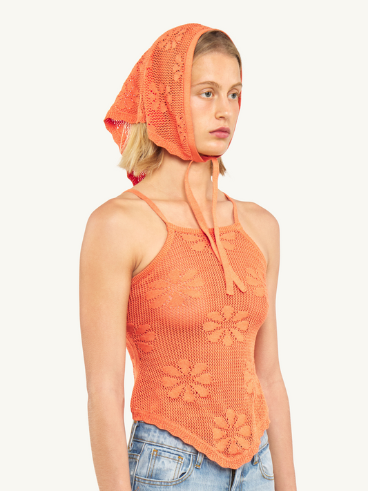 Bruna Crochet Bandana - Tangerine