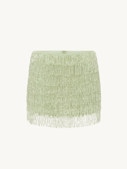 Marcia Beaded Mini Skirt - Seafoam