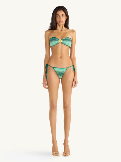 Mia Knitted Bikini Top - Palm Green Sequin