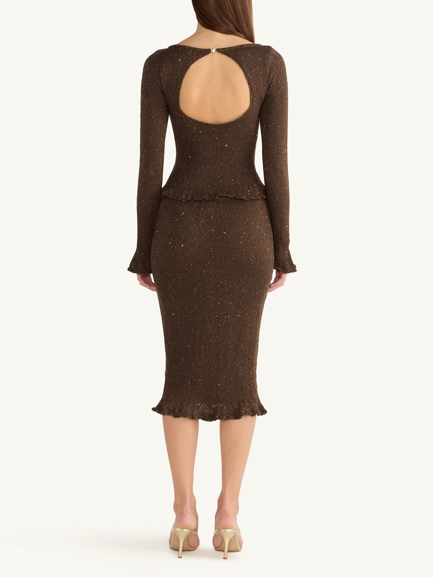 Michaela Midi Skirt - Dark Chocolate Sequin