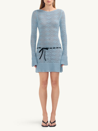 Vivienne Long Sleeve Mini Dress - Light Blue
