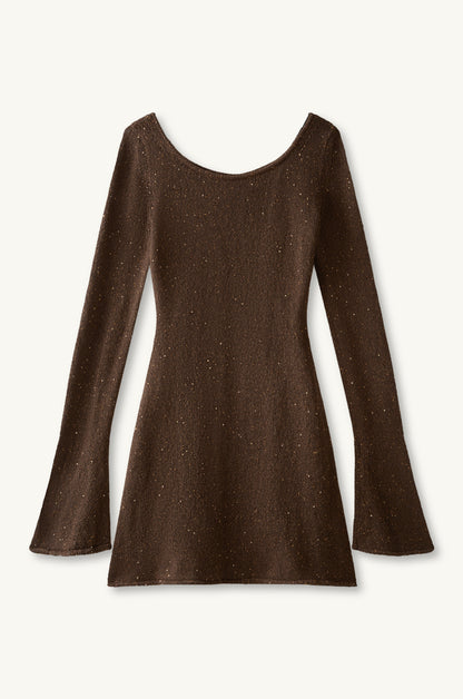 Maya Longsleeve Mini Dress - Dark Chocolate Sequin
