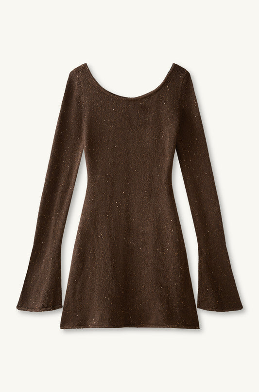 Maya Longsleeve Mini Dress - Dark Chocolate Sequin