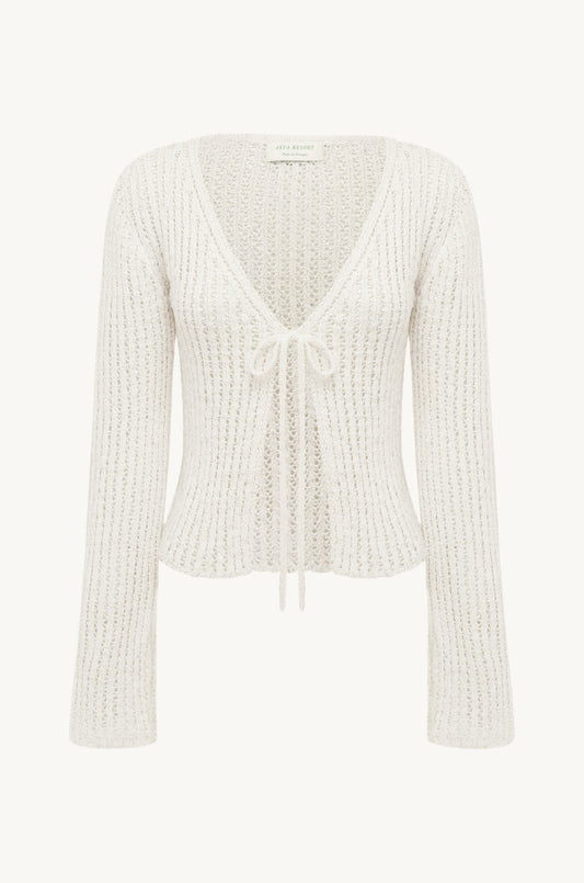 Fernanda Crochet Cardigan - Salt Sequin