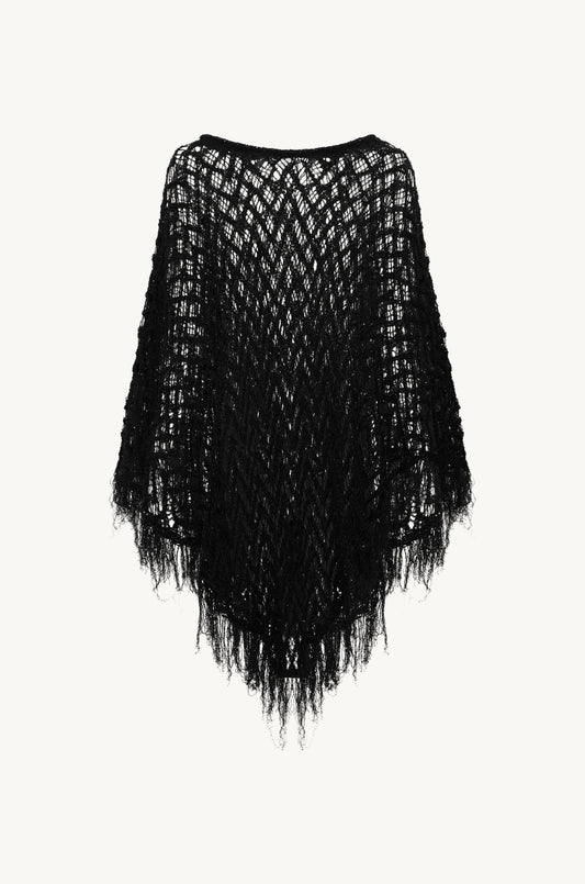 Alice Fringe Poncho - Black/Silver Sequin