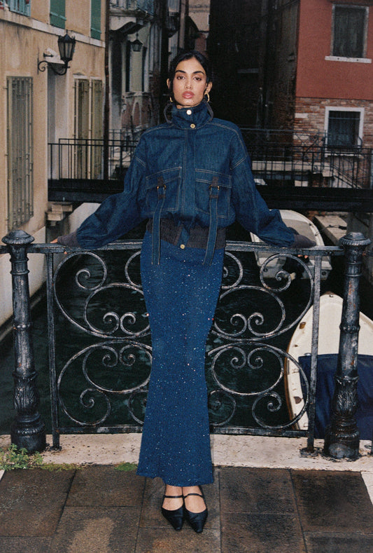 Carolina Skirt - Navy Blue Sequin