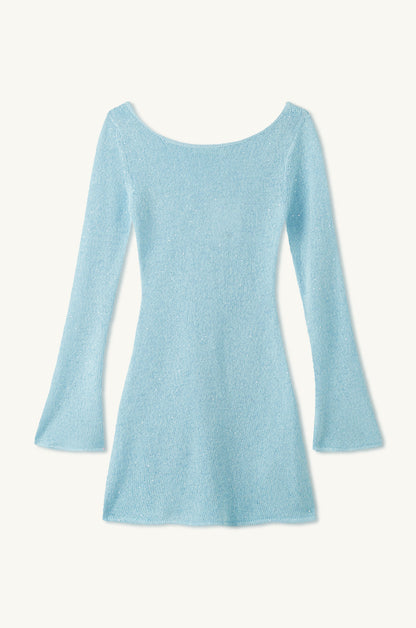 Maya Long Sleeve Mini Dress - Baia Blue Sequin