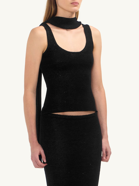 Natalia Skinny Scarf - Black Sequin