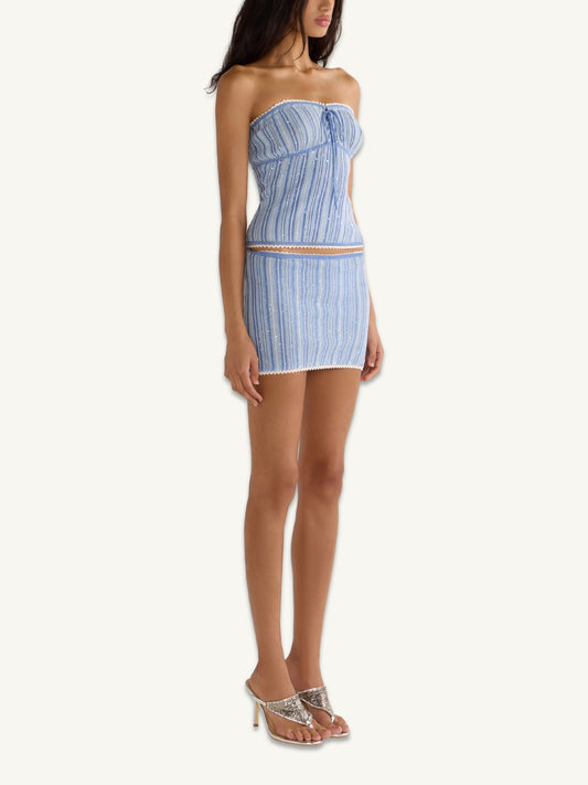 Cleo Mini Skirt - Sea Mist/Sailor Blue Stripe