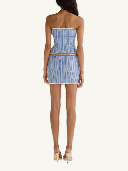 Cleo Mini Skirt - Sea Mist/Sailor Blue Stripe