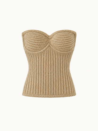 Colette Knitted Corset - Biscuit Sequin