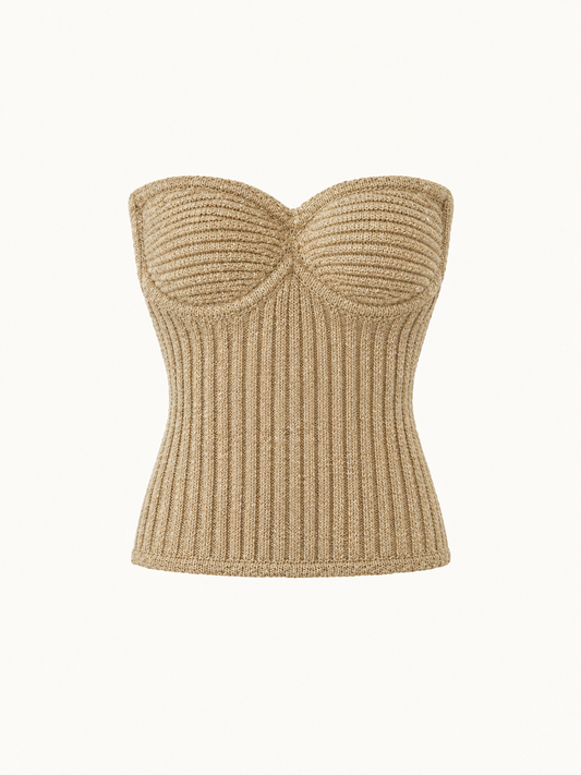 Colette Knitted Corset - Biscuit Sequin