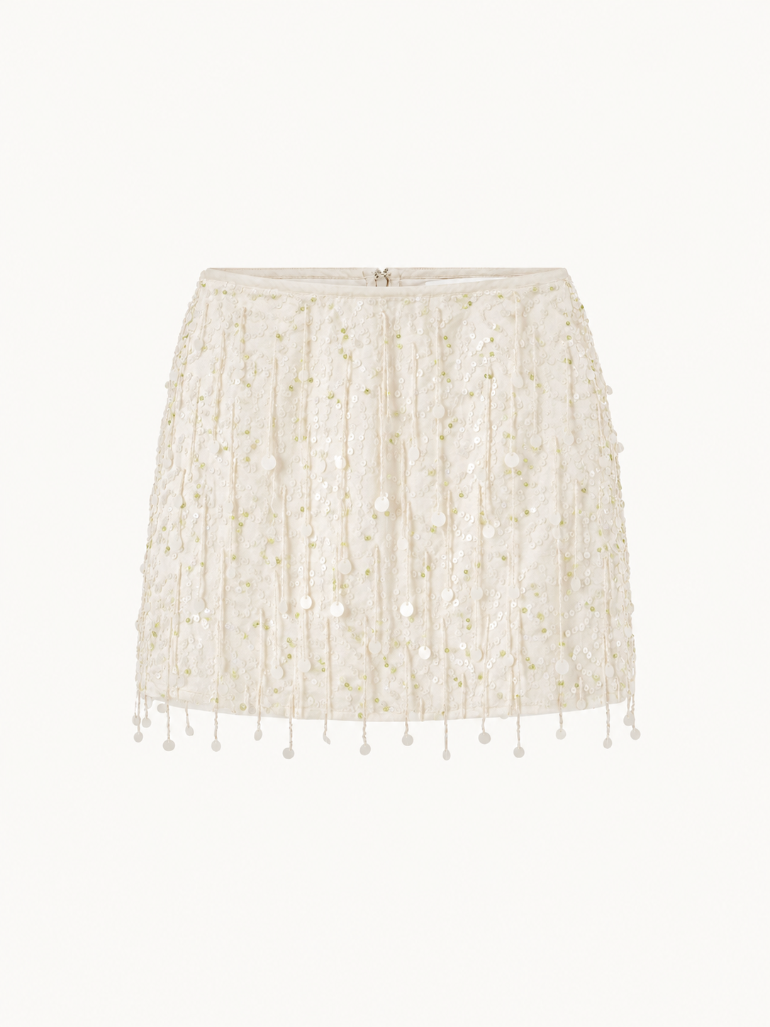 Fidan Hand Beaded Mini Skirt - Salt