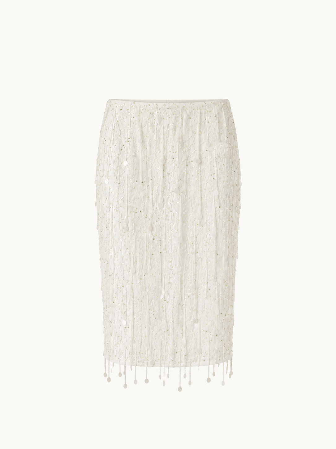 Fidan Hand Beaded Midi Skirt - Salt