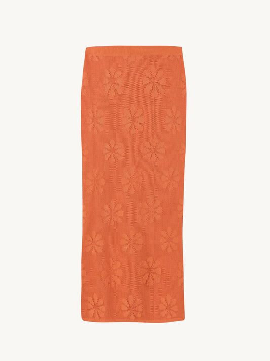 Bruna Crochet Skirt - Tangerine