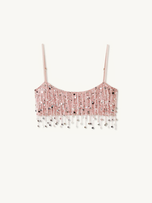 Yasmin Hand Beaded Bralette - Blush Pink