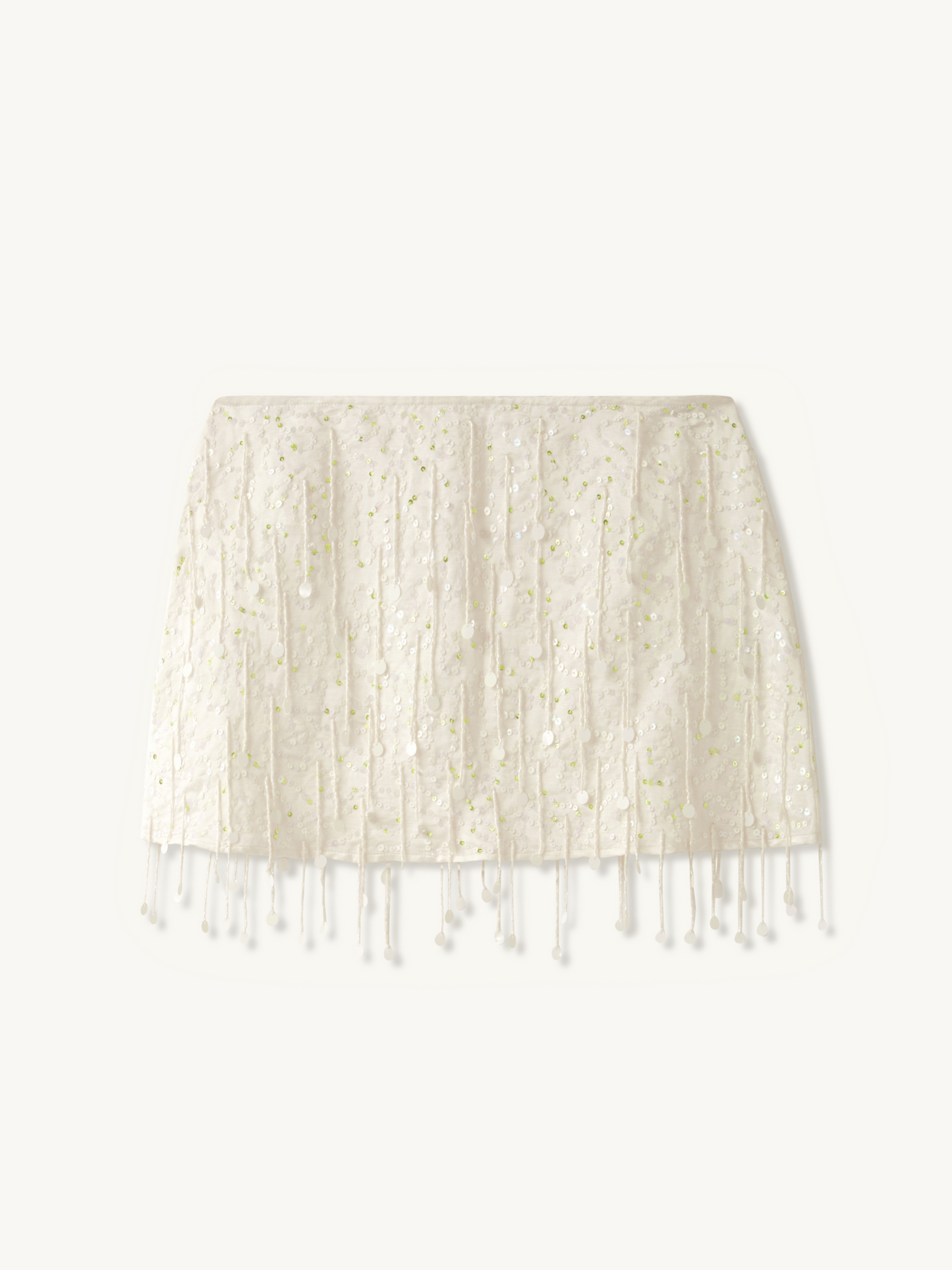 Fidan Hand Beaded Mini Skirt - Salt