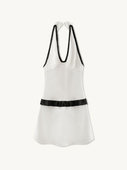 Celine Hand Beaded Mini Dress - Salt/Black