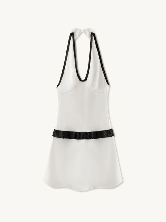 Celine Hand Beaded Mini Dress - Salt/Black